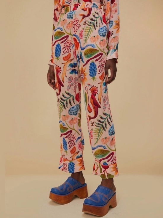 FARM Rio Pants - Farm Rio Beige Bright Farm Pajama Pants